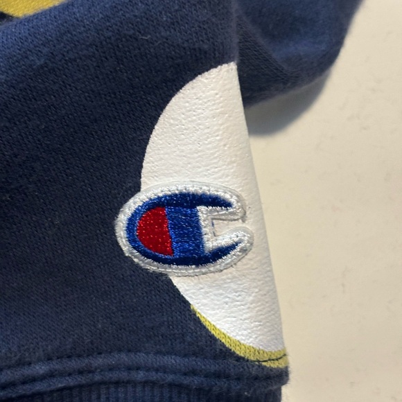 Women’s Size Medium Champion Hoodie Blue & White Logo Polka Dot Longsleeve - Picture 2 of 5